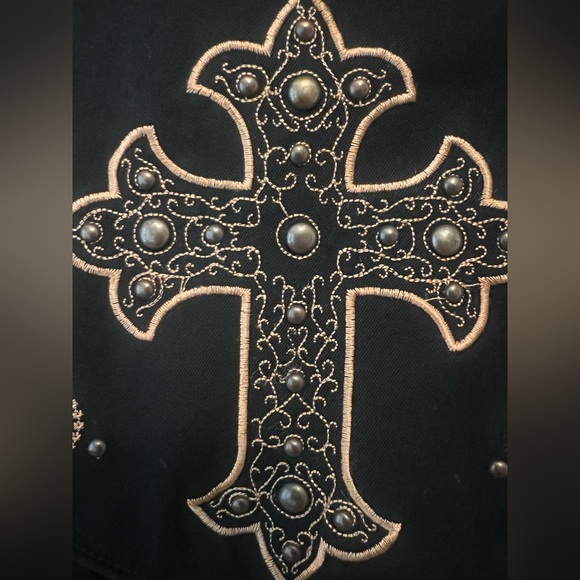 Scully embroidered pearl snap western long sleeve black womens shirt Small - Picture 6 of 14